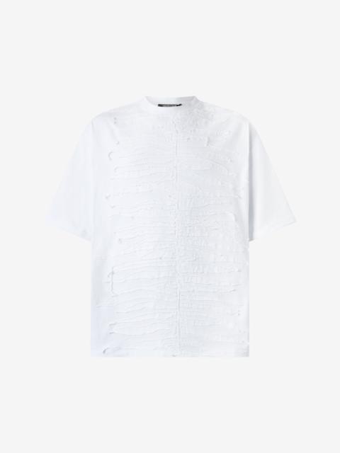 T-Shirt With Textured Zebra Pattern