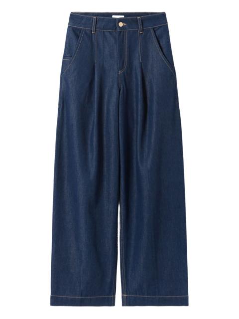 pleated wide-leg jeans