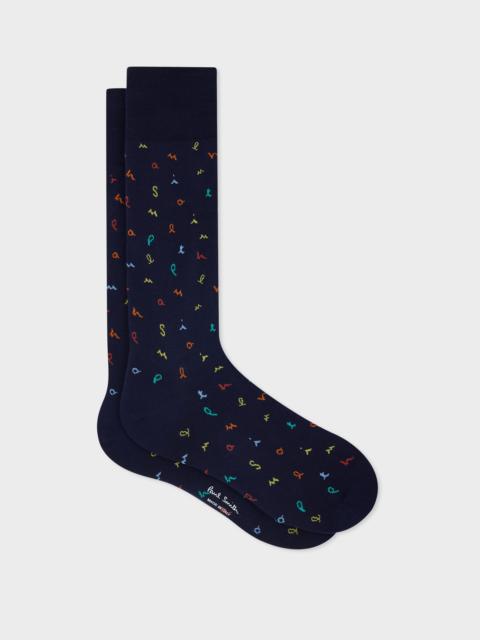 Navy 'Letters' Socks