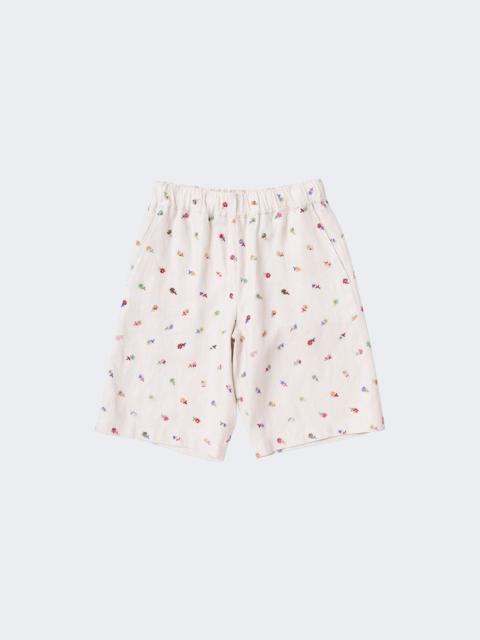Floral Embroidered Easy Shorts Cream