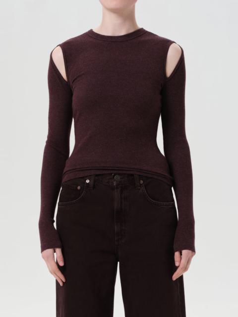 PIERCE LONG SLEEVE TEE IN RAISIN