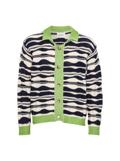 WAVE KNIT CARDIGAN - BEIGE BLACK MOUNTAIN WAVES