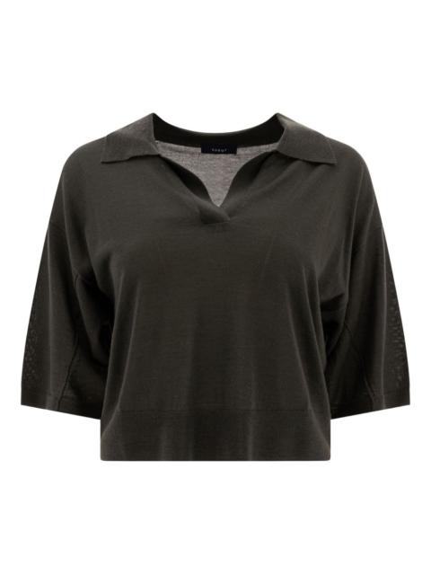 polo-neck short-sleeve top