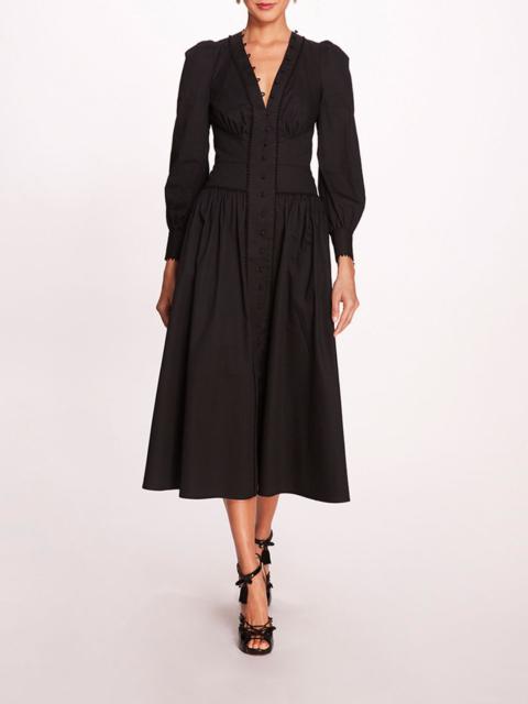 TANSY A-LINE POPLIN MIDI DRESS