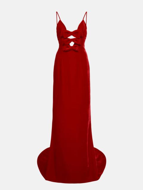 VELVET GOWN WITH BOWS