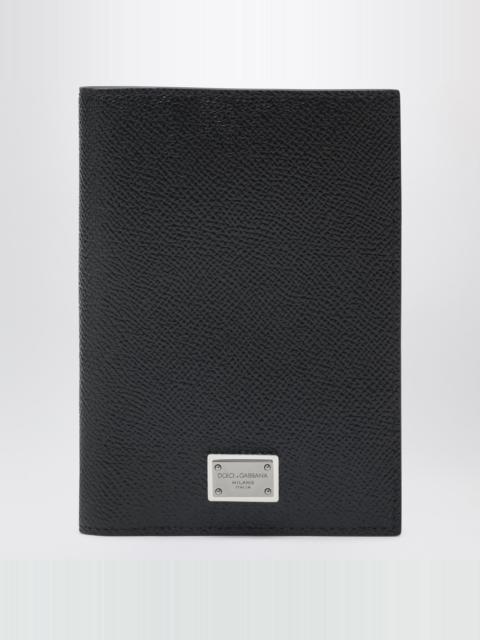 Black passport holder with logo plaque