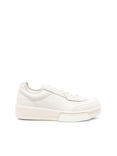 leather low-top trainers