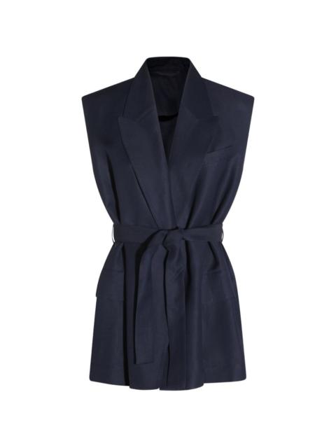 sleeveless belted waistcoat