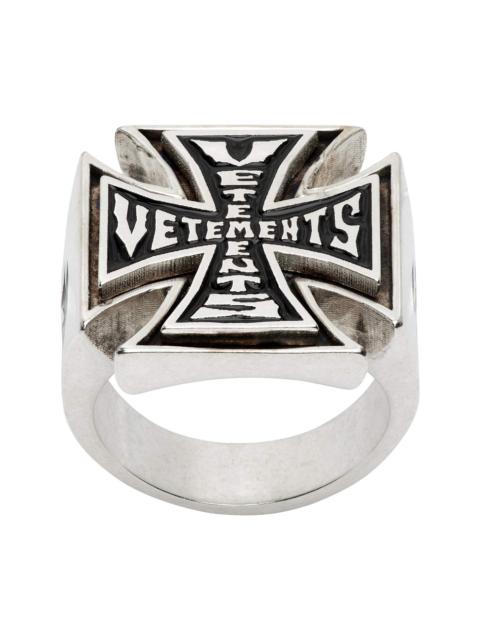 Triple Biker Cross Logo Ring