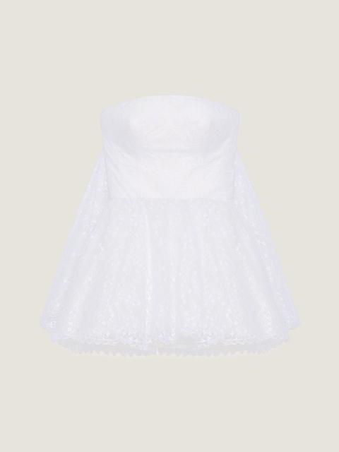 BUSTIER CAPE BACK DRESS IN LACE