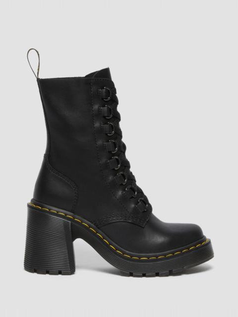 Chesney Leather Flared Heel Lace Up Boots