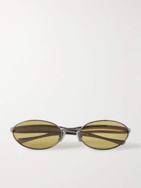 Sardine Oval-frame Gunmetal-tone Sunglasses