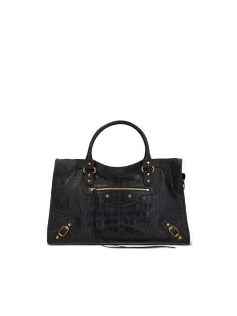 medium Le City crocodile-embossed top-handle tote bag