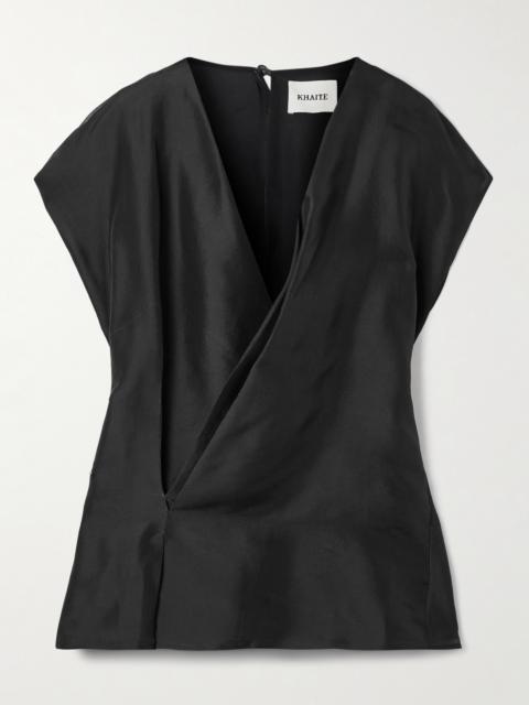 Mer Wrap-effect Pleated Silk-organza Blouse
