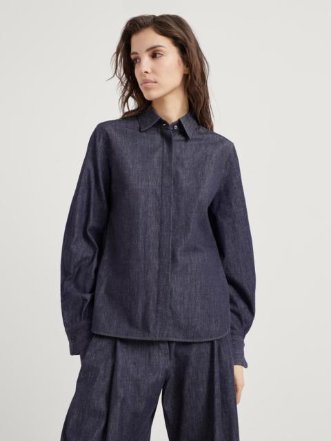 No-fade denim shirt with monili