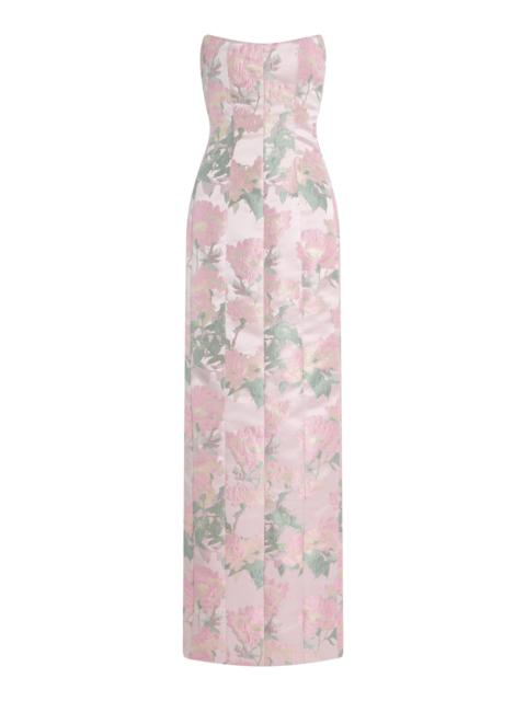 Odessa Strapless Brocade Column Gown floral