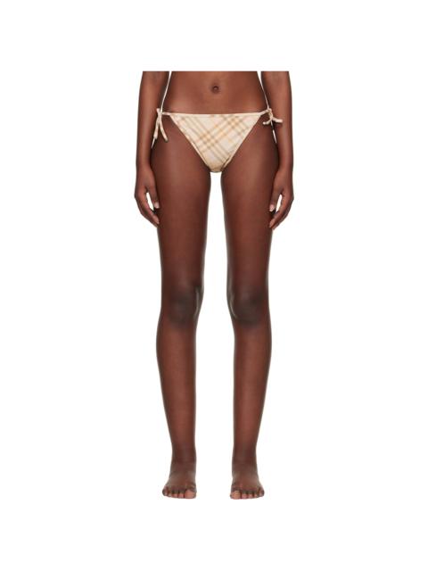 Beige Check Bikini Bottom