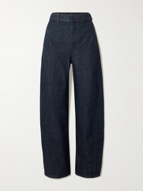 Twisted Belted Mid-rise Barrel-leg Jeans