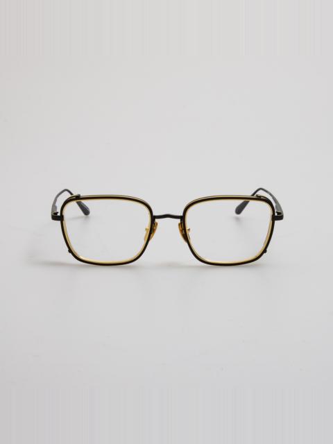 Ofer Rectangular Optical Frame in Matt Nickel and Yellow Gold