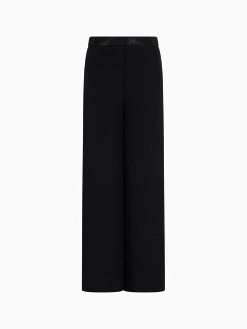 SILK CADY TROUSERS WITH AN EMBROIDERED WAISTBAND