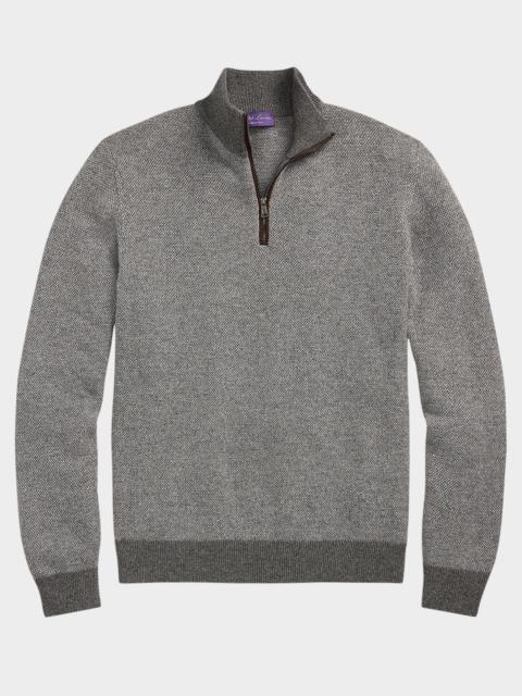 Men's Birdseye Cashmere Quarter-Zip Sweater