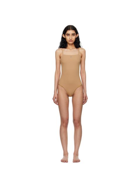 Beige Square Neck Swimsuit
