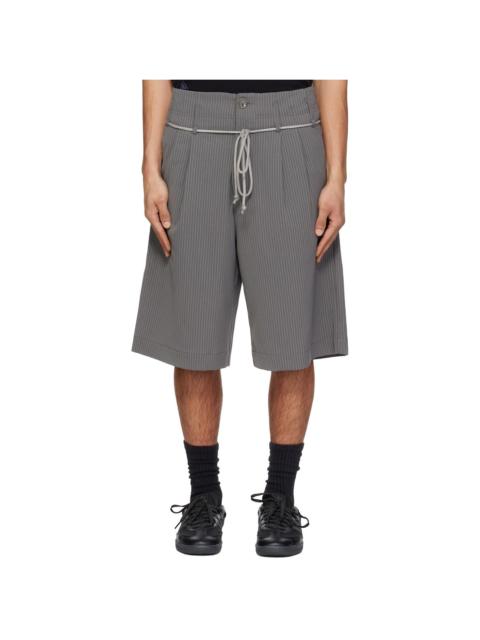 Gray Double Pleated Shorts
