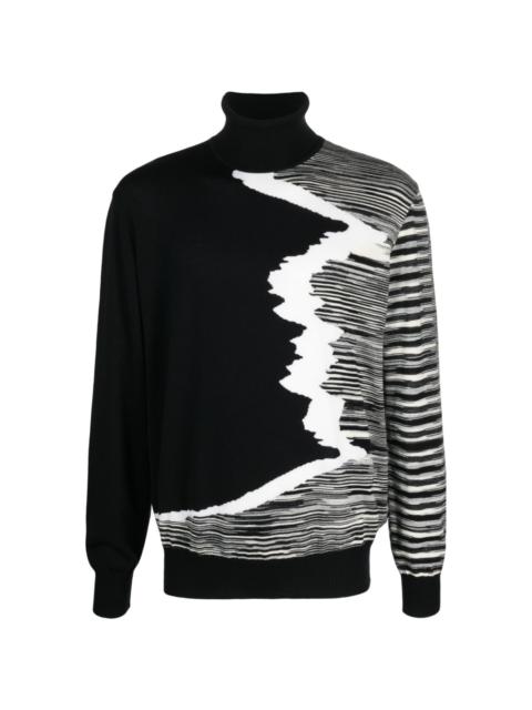 stripe-pattern roll-neck jumper