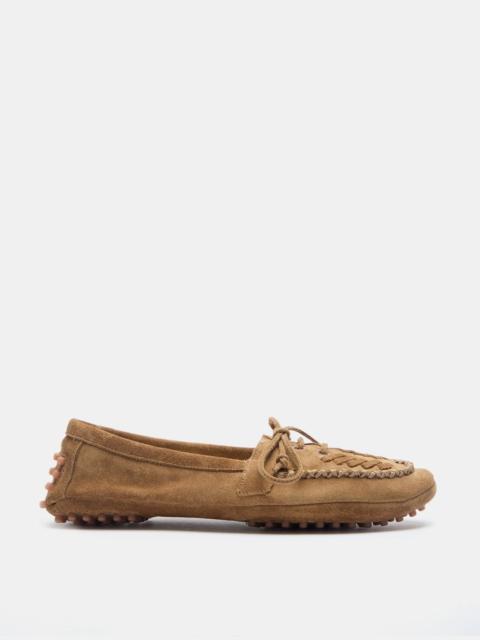 Driver Moccasin / Taupe Suede Embroidered