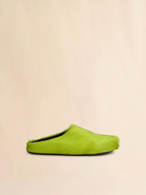 GREEN LONG HAIR CALFSKIN FUSSBETT SABOT