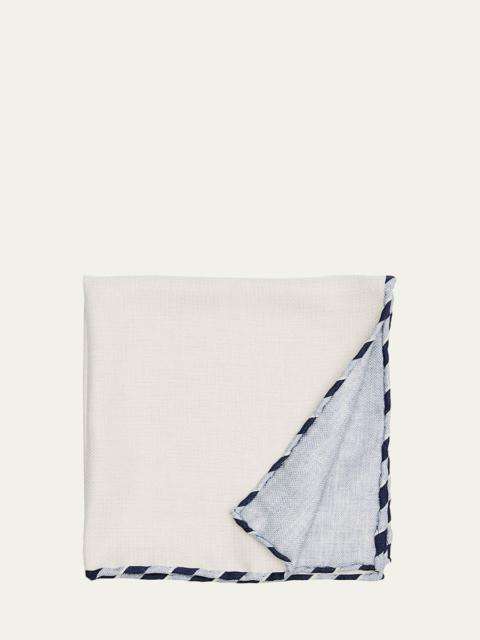 Men's Double-Face Stripe-Trim Silk Pocket Square