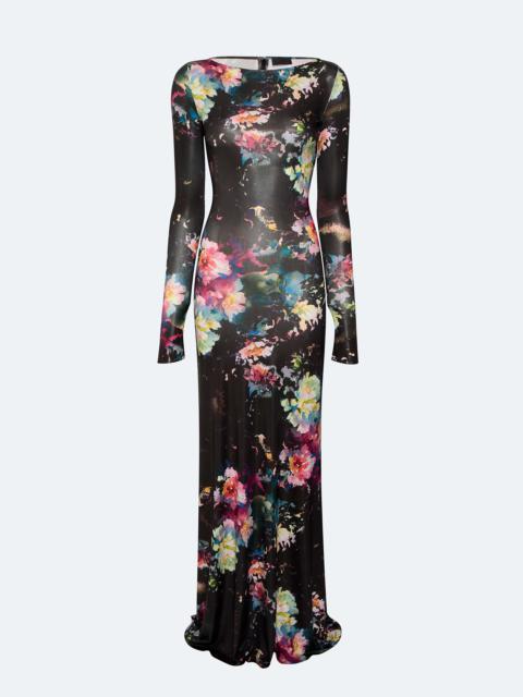 Floral Jersey  Boatneck Gown