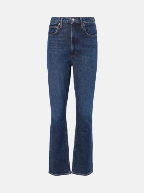 Stovepipe high-rise straight jeans
