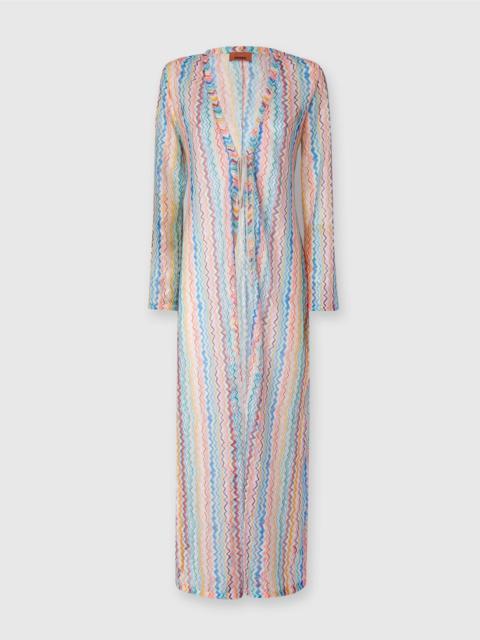 Long cardigan cover-up with V-neck