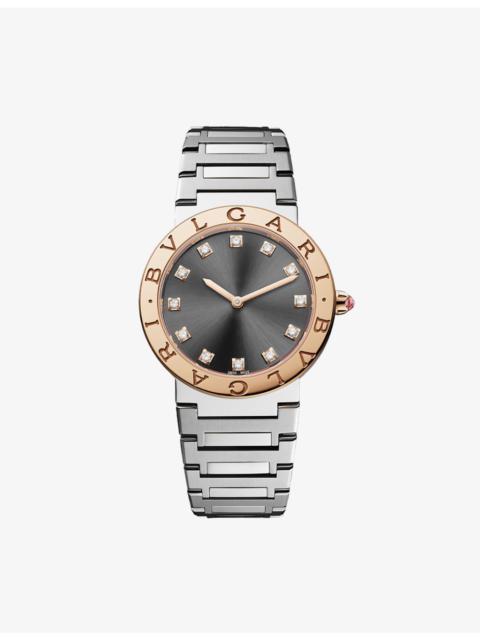 103757 BVLGARI BVLGARI stainless-steel, 18ct rose-gold and diamond quartz watch