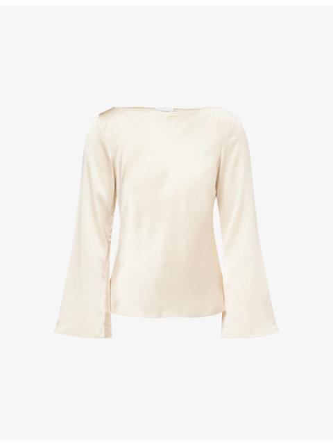 Marlow Boat-Neck Silk Top