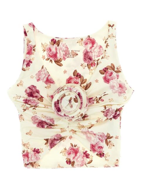 floral-print bikini top