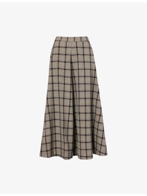 Reformation x Nara Smith First Light Plaid-Pattern Woven Maxi Skirt