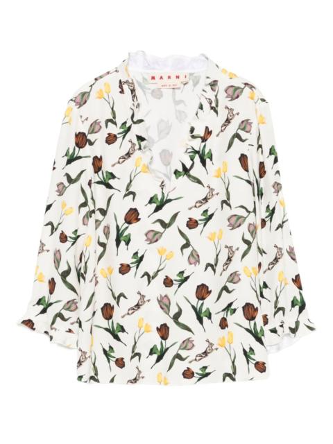floral-print blouse