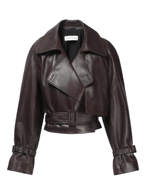 leather belted jacket