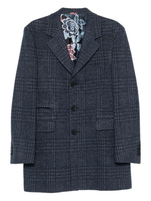 checked three-button jacket