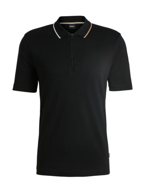 ZIP-NECK POLO SHIRT IN INTERLOCK COTTON