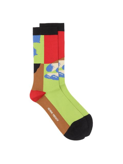 POP ART HAND SOCKS FEMME  - BLACK GREEN POP