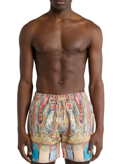 SWIMSUIT WITH PLACED FLORAL PAISLEY PRINT