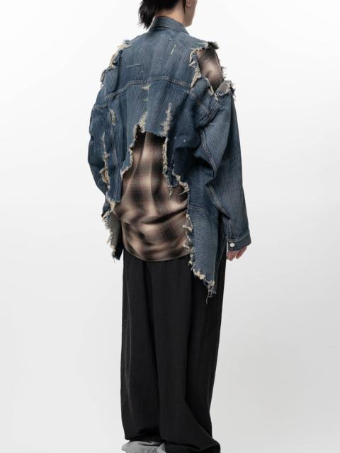 Check Shirt Layered Denim Jacket