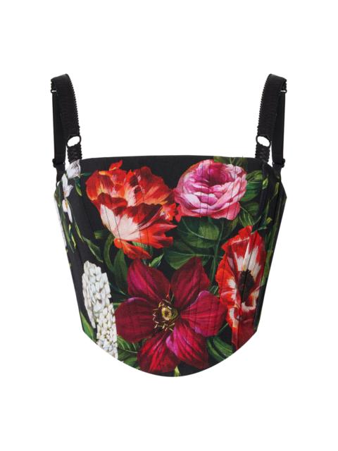 Floral-Printed Rayon Corset Top floral