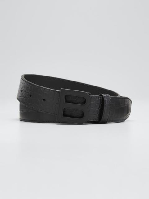 Men's Hourglass B-Logo Tonal Leather Belt