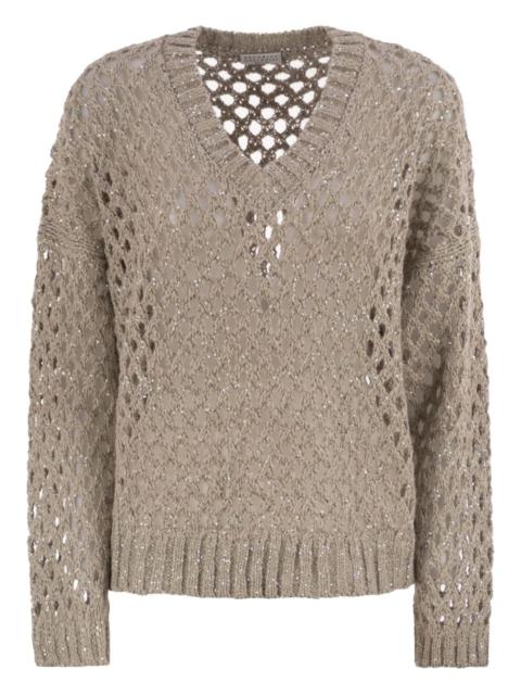 sequin-embellished V-neck sweater