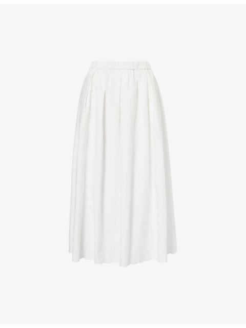 Pio Embroidered Cotton And Linen Midi Skirt