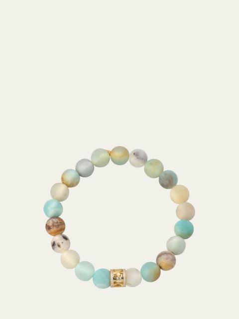 14K Yellow Gold Lucky Rondelle Amazonite Bracelet